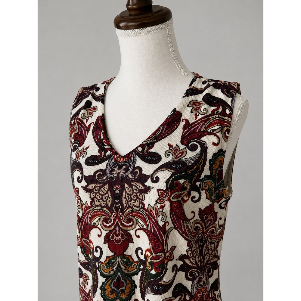 Chicos Whimsigoth Tapestry Paisley V Neck Tank Top Dark Romantic Festival Shell - Picture 3 of 8